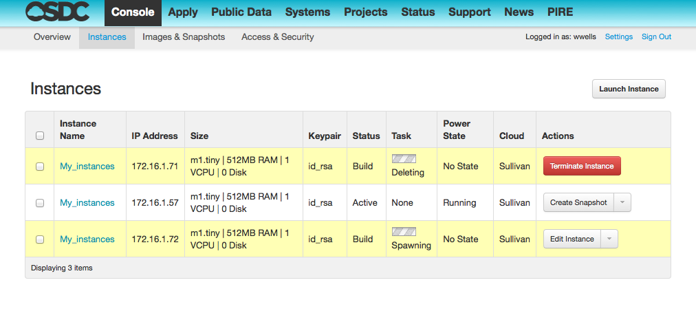 Instance status